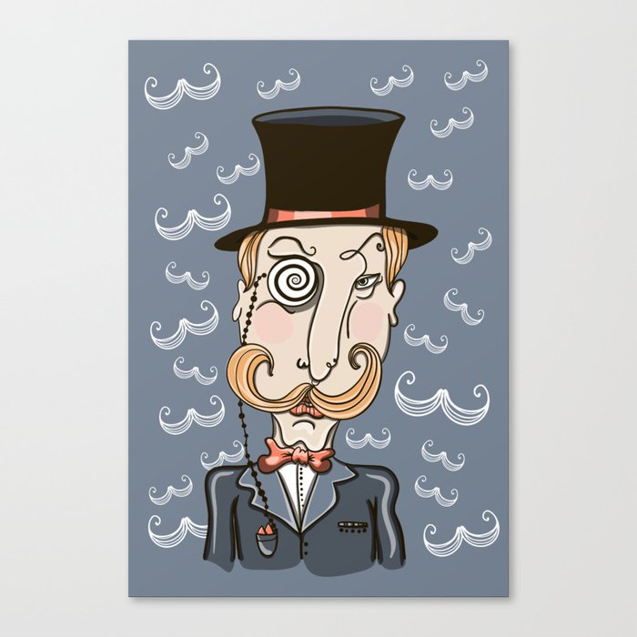 mustachioed man in a pince-nez and the cylinder Canvas Print