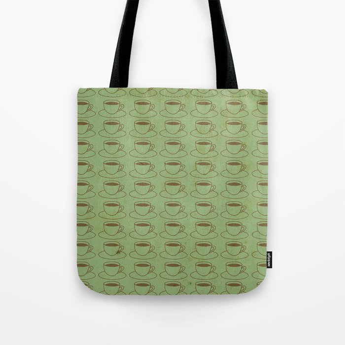 Green Coffee Cup Textile Art Print Tote Bag
