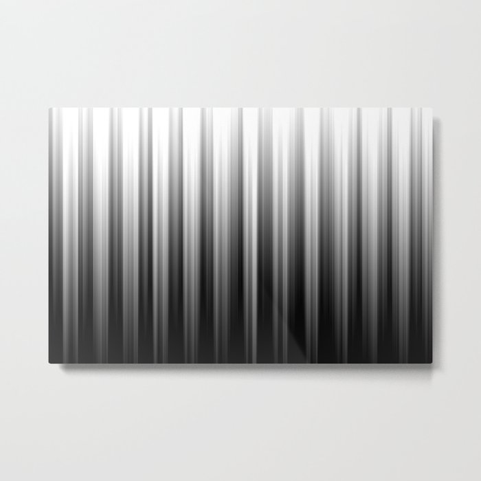 Black And White Soft Blurred Vertical Lines - Ombre Abstract Blurred Design Metal Print