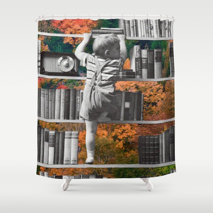 Learn, collage art by LocalHotelParking Shower Curtain