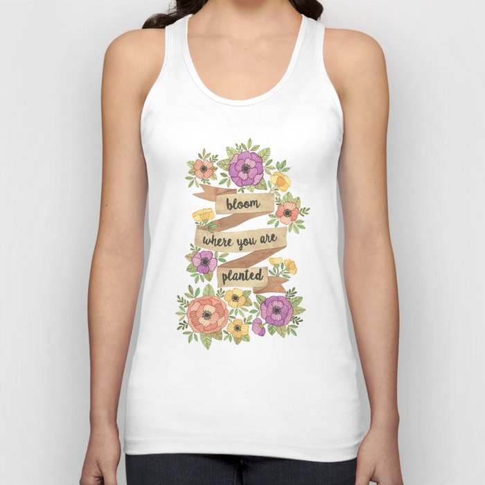 Bloom Where you Are Planted Watercolor Tank Top