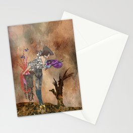 What Will We Have Left to Paint, Mixed Media Illustration, Girl With Dead Tree, Nature Lover, Earth Day Stationery Card