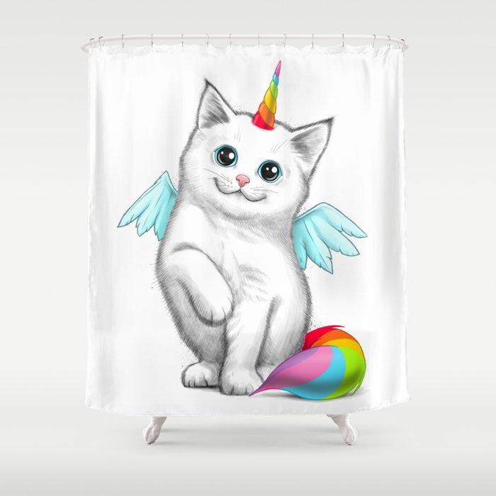 Cat Unicorn Shower Curtain By Nikitakorenkov Society6