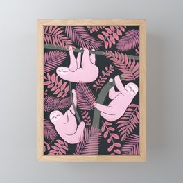 Pink Tropical Sloths Framed Mini Art Print
