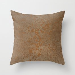 Scandinavian Modern Cowhide Spotted Golden Brown Throw Pillow