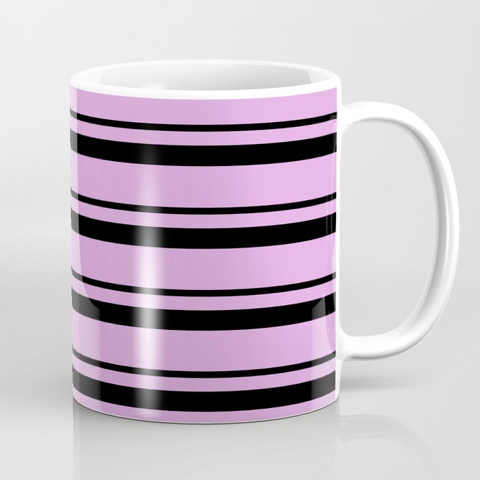 Black and Plum Colored Lined/Striped Pattern Coffee Mug