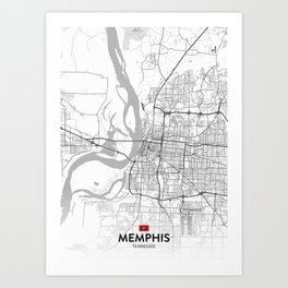 Memphis, Tennessee, United States - Light City Map Art Print