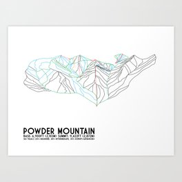 Powder Mountain, UT - Minimalist Trail Art Art Print