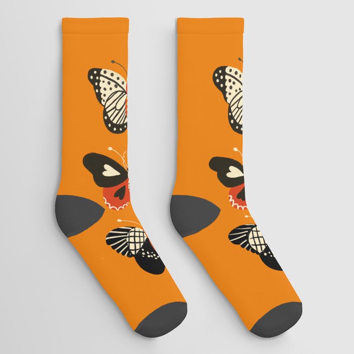 Butterflies in orange Socks