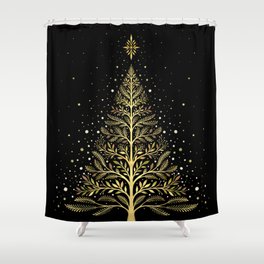 Christmas Night Tree-Glowing Shower Curtain