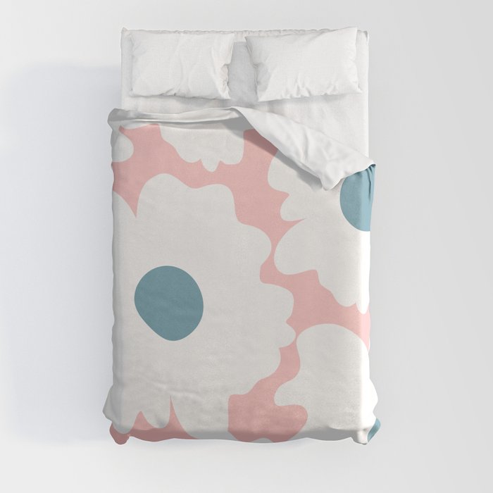 Take Me To The Mountains Turquoise Blue And Coral Pink Floral Pattern  Duvet Cover