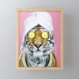 Tiger in a Towel Framed Mini Art Print