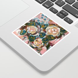 Laying in the Garden - acrylic flowers, pink Sticker