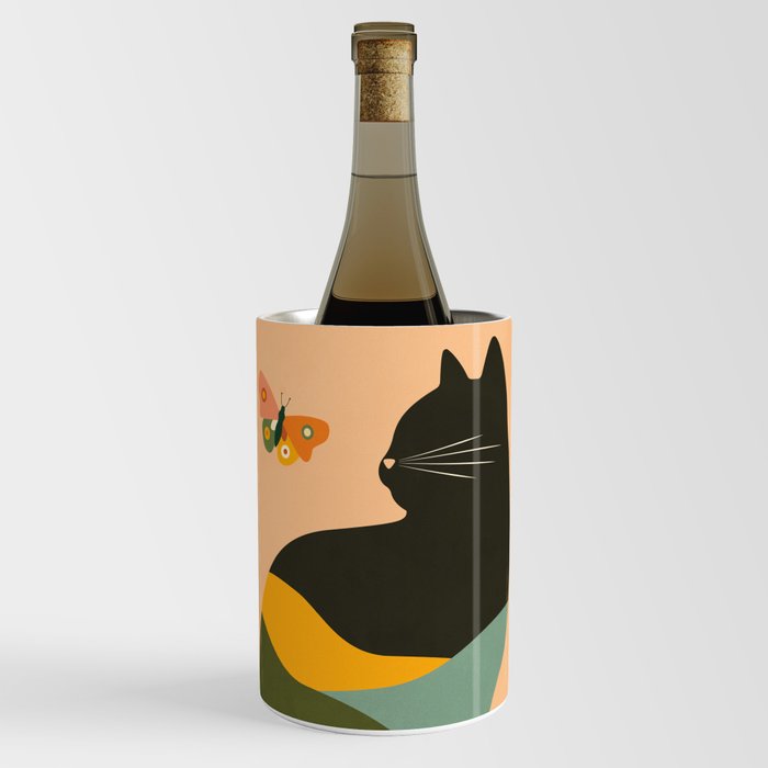 Abstract Cat and Butterfly Wine Chiller