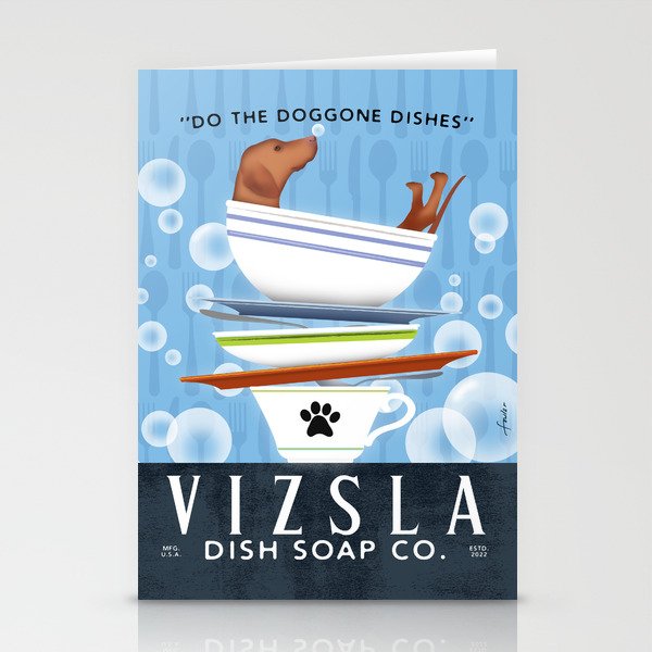 Vizsla red dog kitchen art artwork dishes dish soap decor chef cooking cook  Stationery Cards