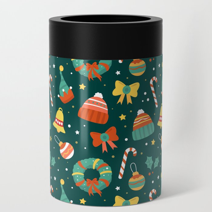Christmas Pattern Colorful Decorative Elements Can Cooler