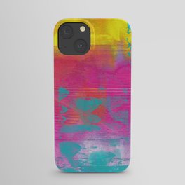 Neon Abstract Acrylic - Turquoise, Magenta & Yellow iPhone Case