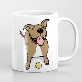 Big Smiley Brown Dog with Tennis Ball Coffee Mug