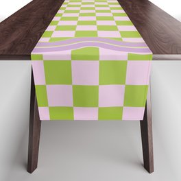 90s Checkerboard - Green-Purple Table Runner