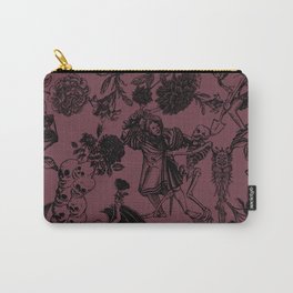 Demons N' Roses Toile in Goth Reddish Purple + Black Carry-All Pouch