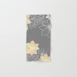 Yellow and Grey Floral Hand & Bath Towel