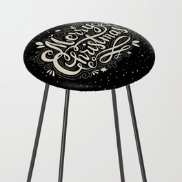Merry Christmas 01 - Black Background Counter Stool