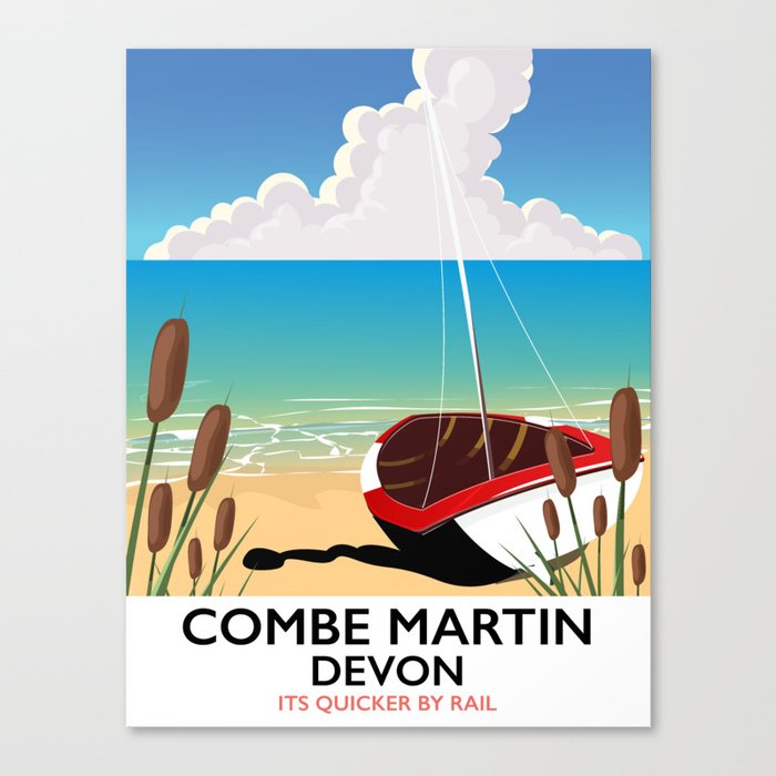 Combe Martin Devon " It's Quicker By Rail" Canvas Print