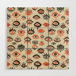 Mystic Eyes – Red & Black Wood Wall Art