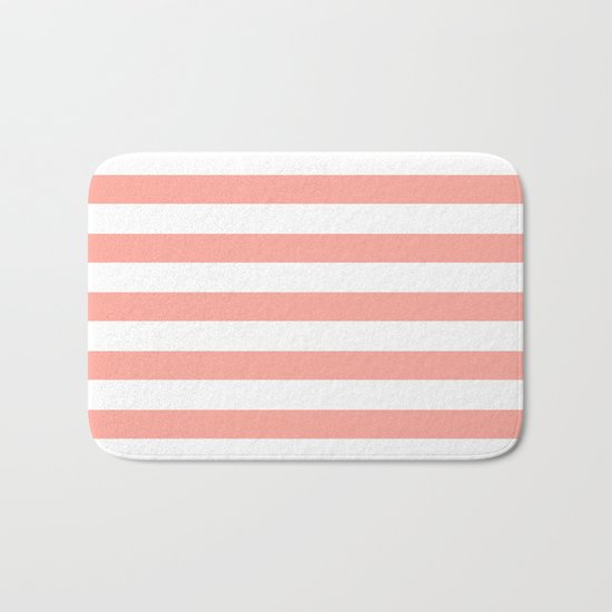 Simply Striped in Salmon Pink and White Bath Mat