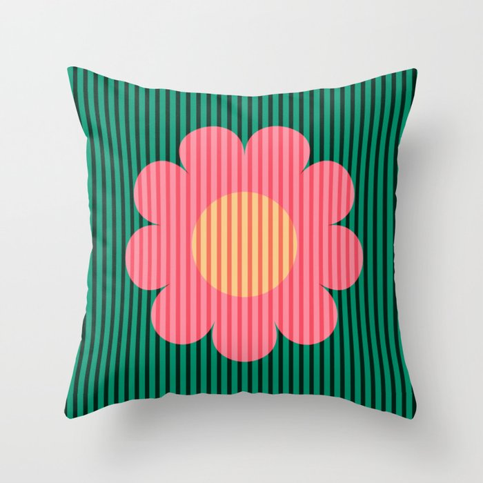 Daisy in stripes Throw Pillow
