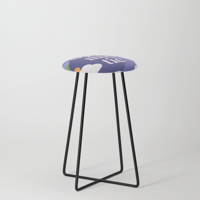 OPTIMISTIC in a sky full or RAINBOW CLOUDS Counter Stool