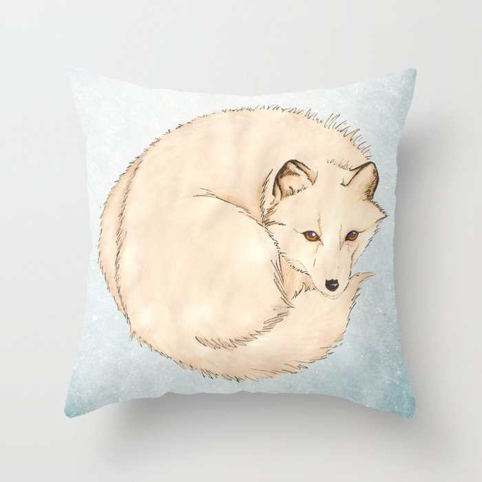 Isatis (Artic Fox) Throw Pillow