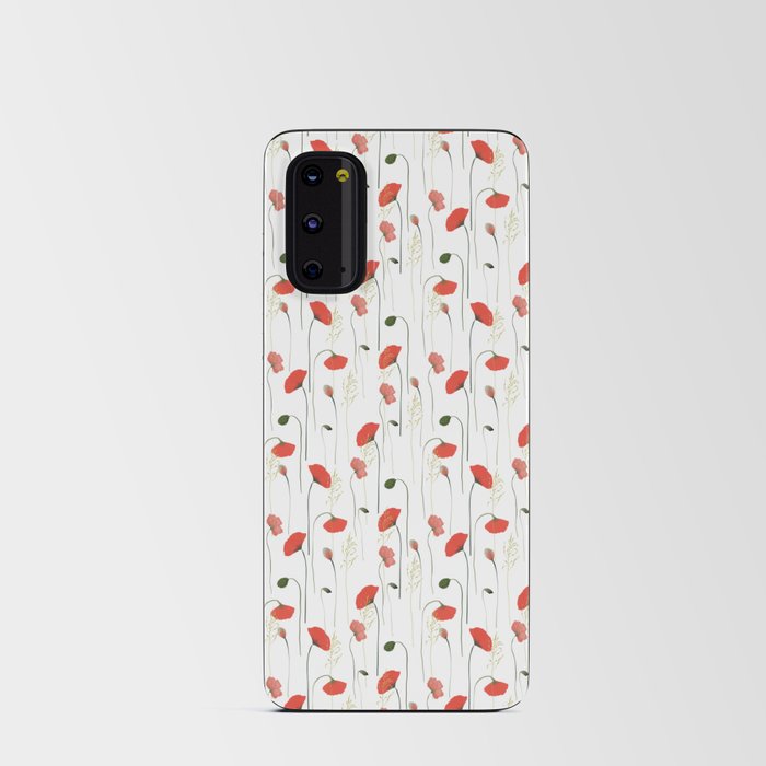 Pretty Girly Poppies Floral Pattern Android Card Case