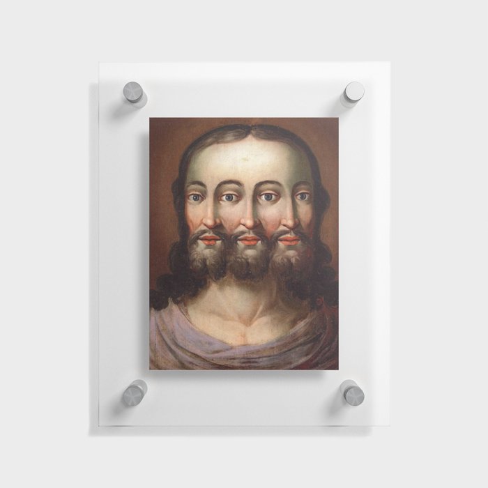 Three Faced Jesus The Holy Trinity Floating Acrylic Print