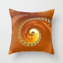 Abstract Caramel Gold Gradient Spiral Fractal Throw Pillow