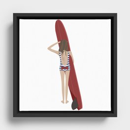 Surfer Girl Framed Canvas