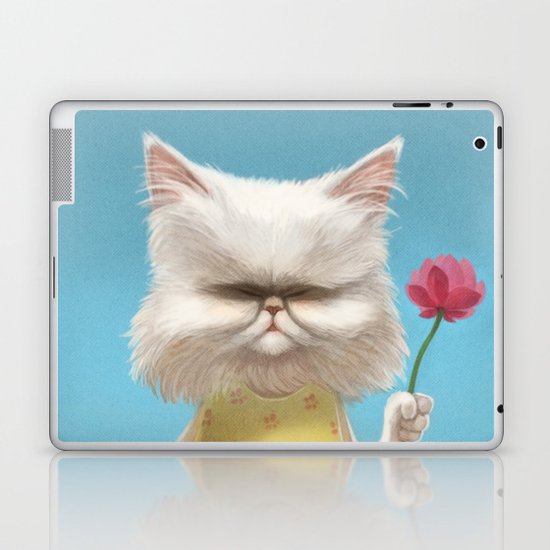 A Cat Holding A Flower Laptop Ipad Skin By Semoonyi Society6