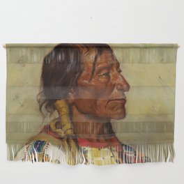 Chief Flat Iron Sioux native American Indian portrait painting by Joseph Henry Sharp  Wall Hanging