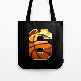 Boys Personalized Custom Number 6 Basketball Tote Bag