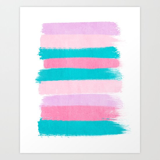 Stripes turquoise pink bright pink pastels beach spring summer trendy color palettes Art Print