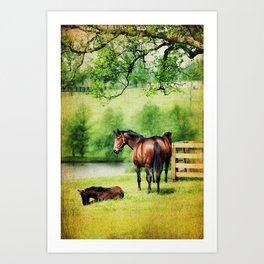 Mom and Foal Art Print | Animal, Photo, Nature, Painting 