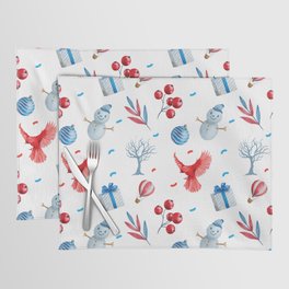 Snowman And Red Cardinal Holidays Collection Placemat
