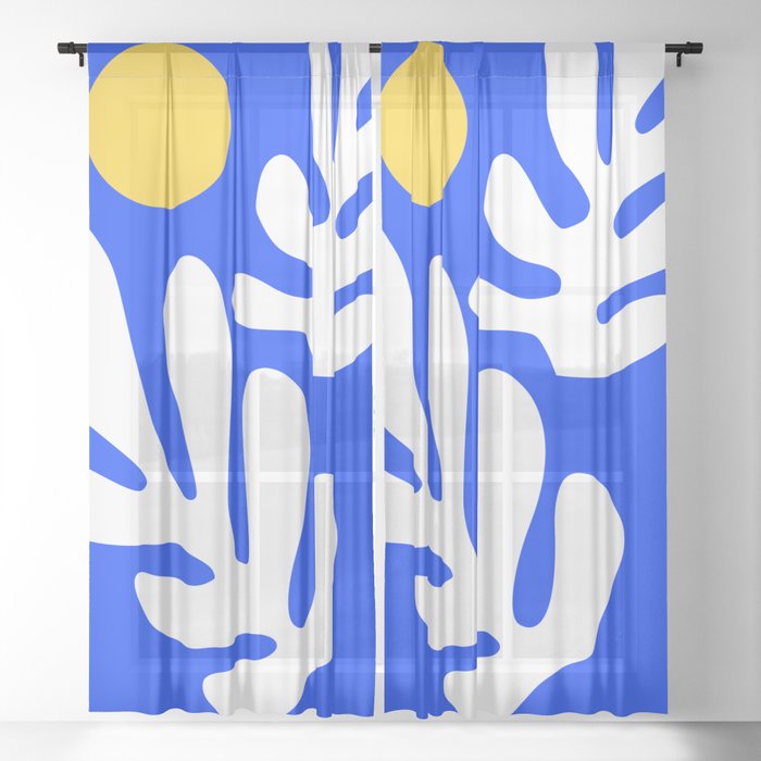 Henri Matisse - Leaves - Deep Blue Sheer Curtain