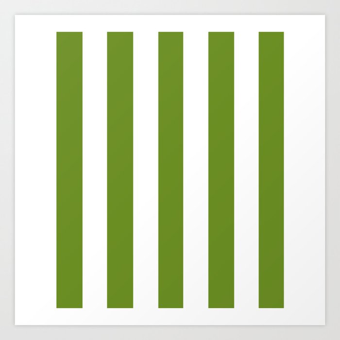Olive Drab 3 Solid Color White Vertical Lines Pattern Art Print By Makeitcolorful Society6