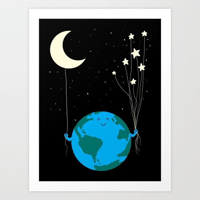 Under the moon and stars Art Print