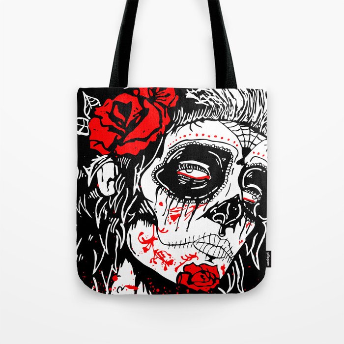 Girl With Sugar Skull Day of the Dead Tote Bag