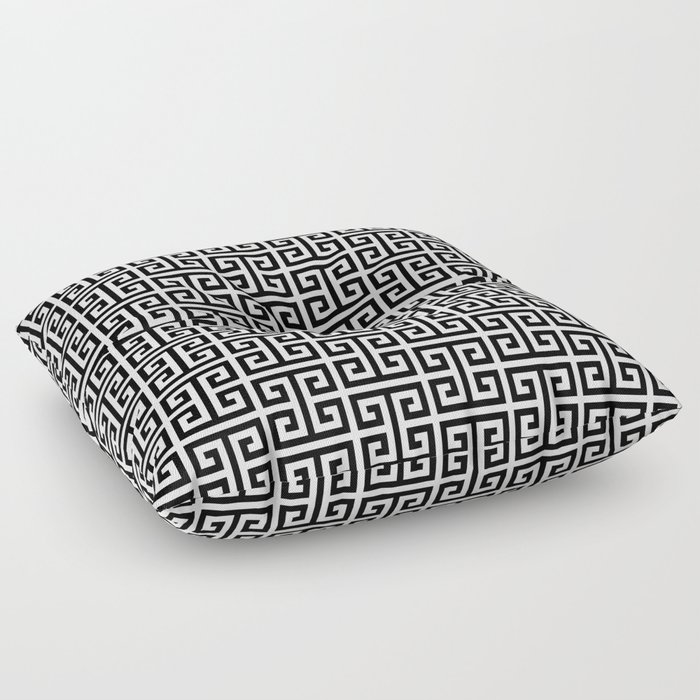 Black And White Greek Key Pattern Floor Pillow By Annaleeblysse
