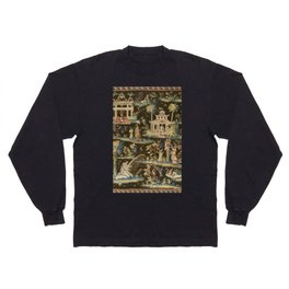 Antique 18th Century Chinoiserie Landscape Tapestry Long Sleeve T-shirt
