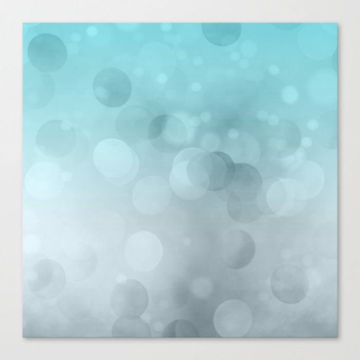 Aqua Turquoise Grey Soft Gradient Bokeh Lights Canvas Print