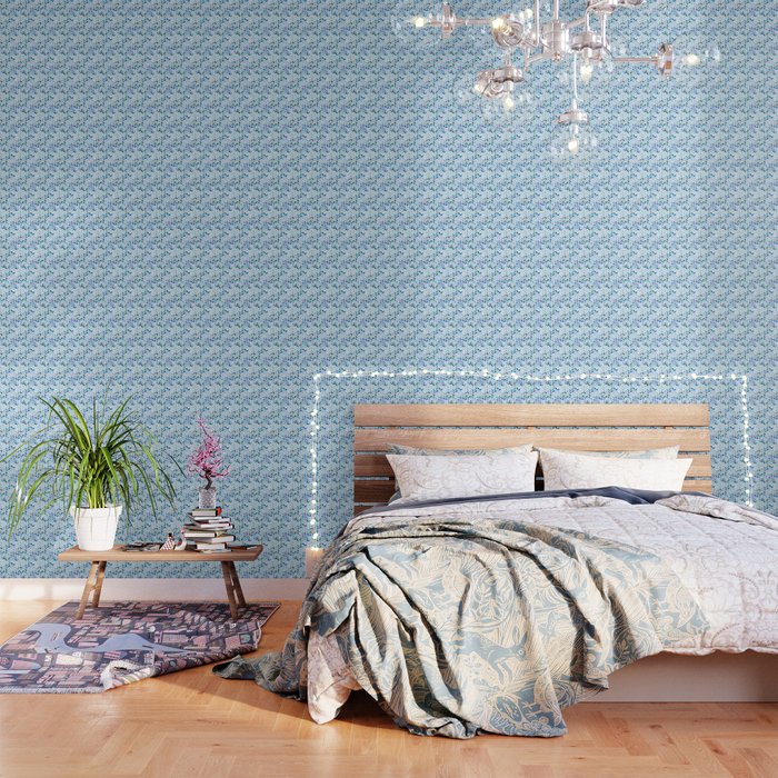 Watercolor Herringbone In Blue Wallpaper By Katerinaizotova Society6